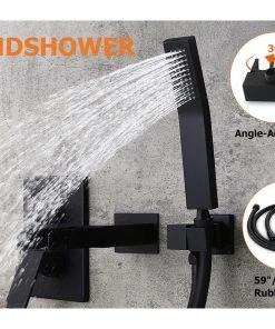 Homary Waterfall Wall-Mount Bathtub Filler Faucet & Handshower, Black 13 Homary Waterfall Wall-Mount Bathtub Filler Faucet & Handshower, Black -Moen-shop 1d214af50f0716fe 9930 w800 h800 b0 p0
