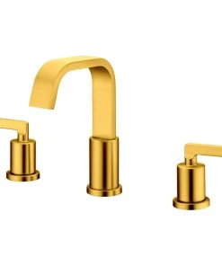 Luxier WSP04-T 2-Handle Widespread Bathroom Faucet With Drain, Brushed Gold