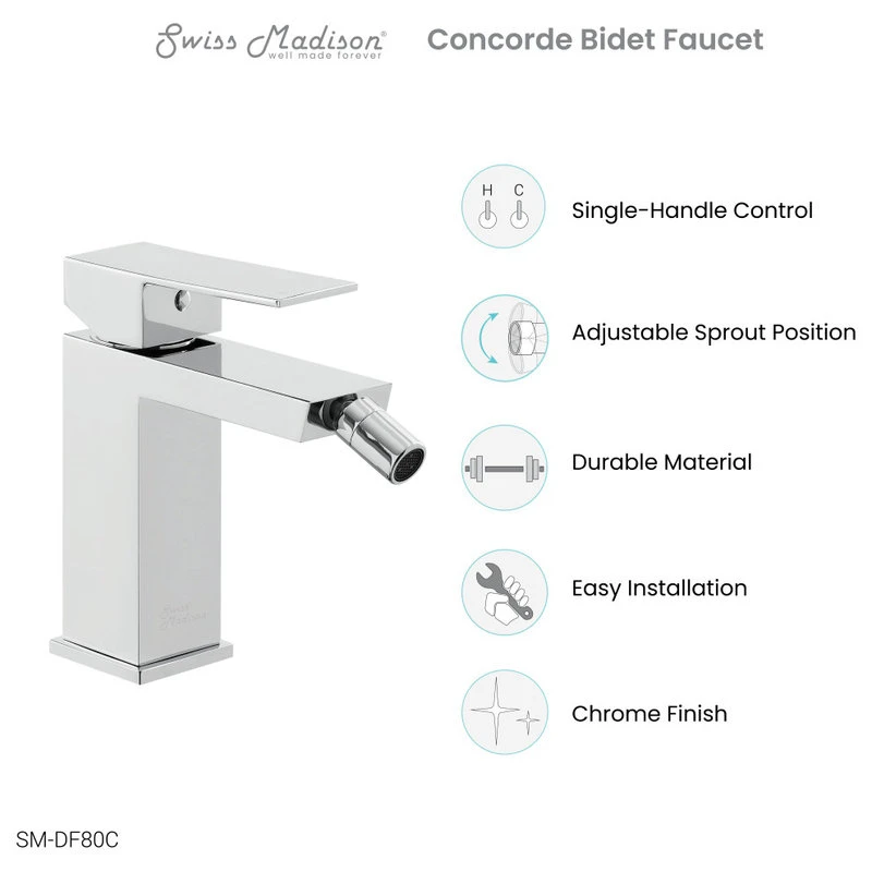 Swiss Madison Concorde Bidet Faucet, Chrome 6 Swiss Madison Concorde Bidet Faucet, Chrome - Image 6