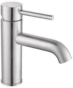 Aquaterior 1 Hole Bathroom Sink Round Faucet 1 Lever Cold & Hot Water Nickel