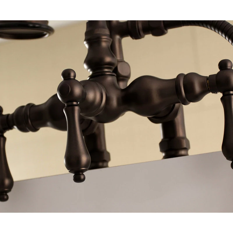 Kingston Brass Aqua Vintage Clawfoot Tub Faucet With Hand Shower, Oil Rubbed Bronze 3 Kingston Brass Aqua Vintage Clawfoot Tub Faucet With Hand Shower, Oil Rubbed Bronze - Image 3