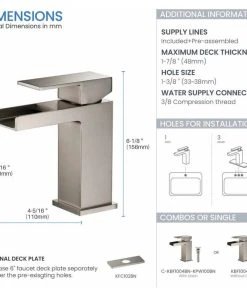 Kibi USA Waterfall Single Handle Bathroom Faucet KBF1004, Brush Nickel, W/ Drain -Moen-shop 20b1d41501ba2f61 1697 w800 h800 b1 p0