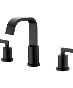 Luxier WSP04-T 2-Handle Widespread Bathroom Faucet With Drain, Matte Black
