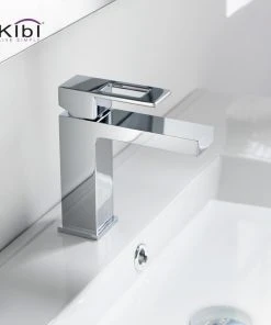 Kibi USA Cubic Single Hole Bathroom Faucet KBF1002, Chrome, W/ Drain -Moen-shop 223188760f1b51d7 7448 w800 h800 b0 p0