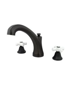 Kingston Brass Oil Rubbed Bronze Roman Tub Filler With Porcelain Cross Handles KS4325PX