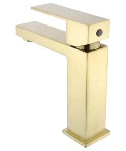 Fine Fixtures Square Single Hole Bathroom Faucet, Satin Brass -Moen-shop 23d111480ecec561 0069 w800 h800 b1 p0