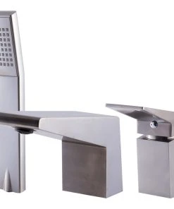 Alfi Trade ALFI Brand AB2464-BN Brushed Nickel Three Hole Tub Filler & Shower Head