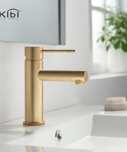 Kibi USA Circular X Brass Single Hole Bathroom Faucet KBF1010, Brush Gold, With Drain -Moen-shop 252167810f1c533e 8270 w800 h800 b0 p0