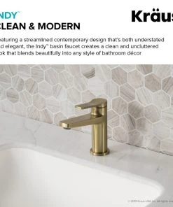 Kraus USA, Inc. Indy Single Handle 1-Hole Bathroom Basin Faucet, Drain Overflow, Brushed Gold -Moen-shop 25a17a7b0e83bdd4 3948 w800 h800 b0 p0