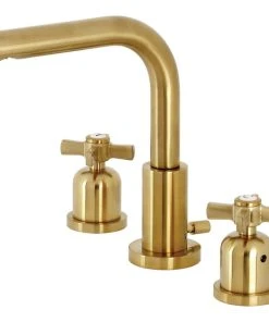 Kingston Brass Fauceture Widespread Bathroom Faucet With Brass Pop-Up, Brushed Brass