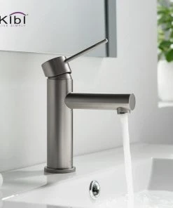 Kibi USA Circular X Brass Single Hole Bathroom Faucet KBF1010, Brush Nickel, With Drain -Moen-shop 26a1bf700f1c531e 4296 w800 h800 b0 p0