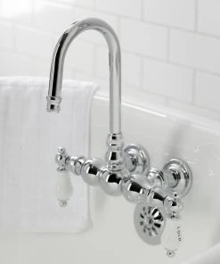 Kingston Brass CA4T1 3-3/8" Wall Mount Clawfoot Tub Faucet, Polished Chrome -Moen-shop 270194da013fb629 1055 w800 h800 b0 p0