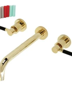 Kingston Brass KS8022DKL Two-Handle Wall Mount Tub Faucet, Polished Brass