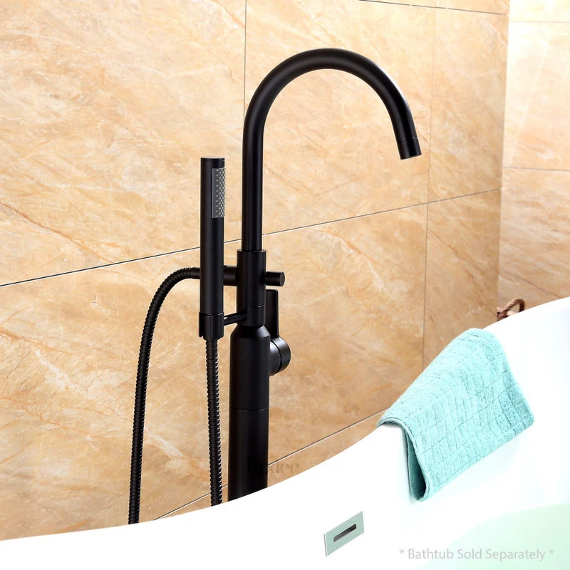 Luxier FTF01 Single-Handle Tub Filler Faucet With Hand Shower, Matte Black 4 Luxier FTF01 Single-Handle Tub Filler Faucet With Hand Shower, Matte Black - Image 4