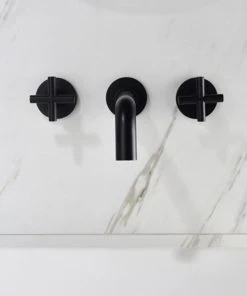Maxwell Bathroom & Kitchen Inc Two Handle Wall Mount Bathroom Sink Faucet With Rough-in Valve, Matte Black -Moen-shop 27d1e4420312c08d 3604 w800 h800 b0 p0