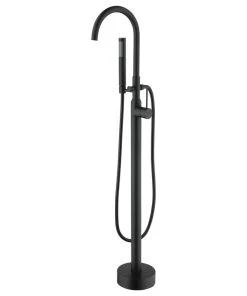 Jims Maison Single Handle Floor Mounted Clawfoot Tub Faucet, Matte Black