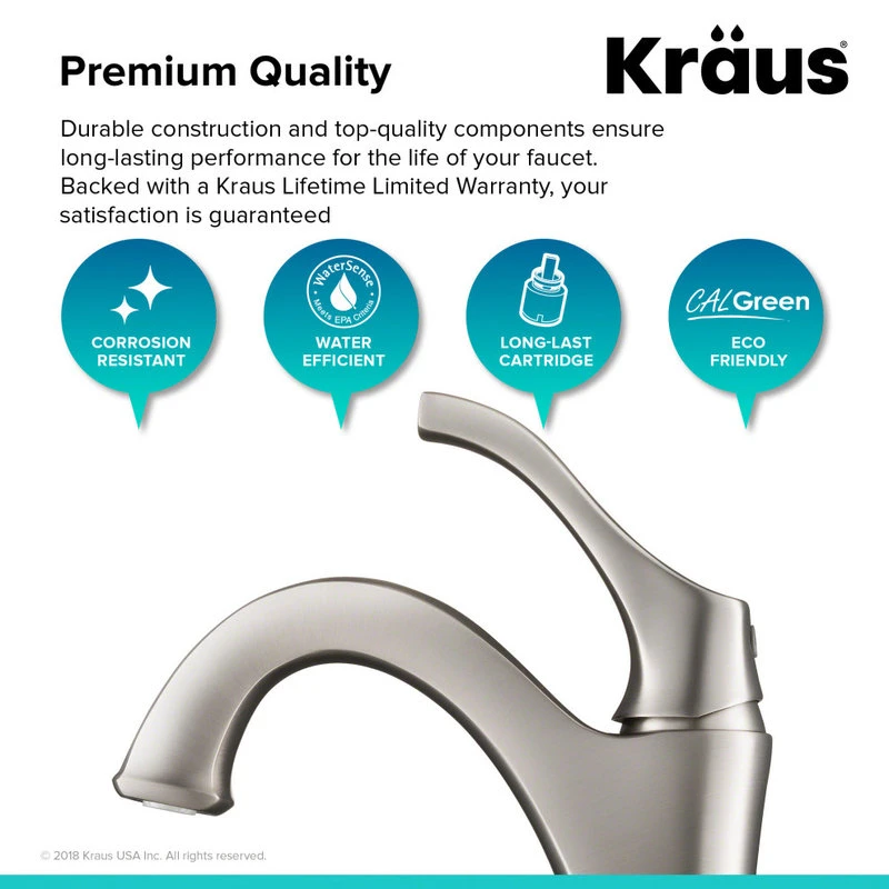 Kraus USA, Inc. Arlo Single Handle 1-Hole Bathroom Basin Faucet, Lift Rod Drain, SFS Steel 9 Kraus USA, Inc. Arlo Single Handle 1-Hole Bathroom Basin Faucet, Lift Rod Drain, SFS Steel - Image 9