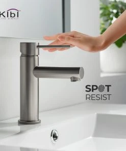 Kibi USA Circular X Brass Single Hole Bathroom Faucet KBF1010, Brush Nickel, With Drain -Moen-shop 2871b9330f1c531f 4296 w800 h800 b0 p0