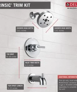 Delta Faucet Delta Trinsic Monitor 14 Series H2Okinetic Tub & Shower Trim, Chrome, T14459 -Moen-shop 289111f10d25cccd 1388 w800 h800 b0 p0