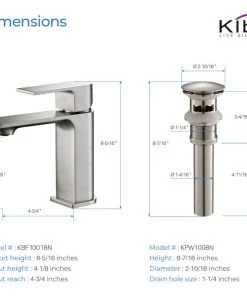 Kibi USA KIBI Mirage Single Handle Bathroom Faucet, Brush Nickel, With Drain -Moen-shop 2971d13c01b9ffac 4994 w800 h800 b1 p0