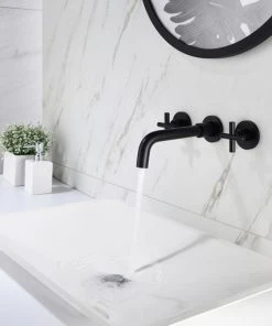 Maxwell Bathroom & Kitchen Inc Two Handle Wall Mount Bathroom Sink Faucet With Rough-in Valve, Matte Black -Moen-shop 298137f10312c07e 3604 w800 h800 b0 p0