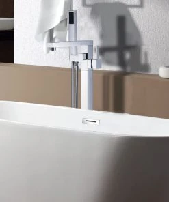 Jims Maison Freestanding Single Handle Bathtub Faucet With Shower Hose, Chrome -Moen-shop 29f1d13e024435c2 3227 w800 h800 b0 p0