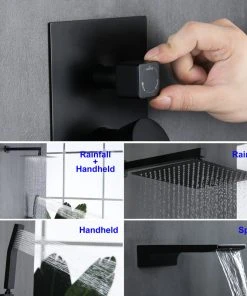 Wellfor Group LLC Wellfor Rain Shower System, 10" Waterfall Shower Head With Handheld Combo Set, B -Moen-shop 2ad1c46401c5290d 1421 w800 h800 b0 p0