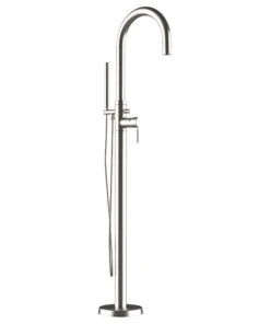 The Tub Connection Modern Freestanding Faucet, Shower Wand, Brushed Nickel