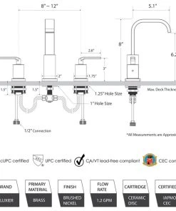 Luxier WSP03-T 2-Handle Widespread Bathroom Faucet With Drain, Brushed Nickel -Moen-shop 2d11a98c01733ca6 5005 w800 h800 b1 p0