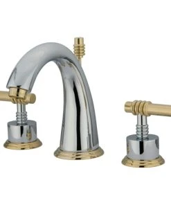 Kingston Brass Kingston Widespread Bathroom Faucet With Pop-Up , Polished Chrome/Polished Brass