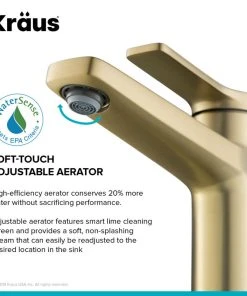 Kraus USA, Inc. Indy Single Handle 1-Hole Bathroom Basin Faucet, Drain Overflow, Brushed Gold -Moen-shop 2d91ed150e83bdd9 3948 w800 h800 b0 p0