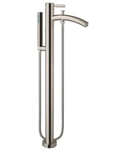 Wyndham Collection Taron 3.5" Brass Bathroom Tub Filler Faucet In Nickel