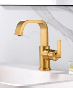 Luxier BSH14-S Single-Handle Bathroom Faucet With Drain, Brushed Gold -Moen-shop 2e7187350165f3d0 4897 w800 h800 b0 p0