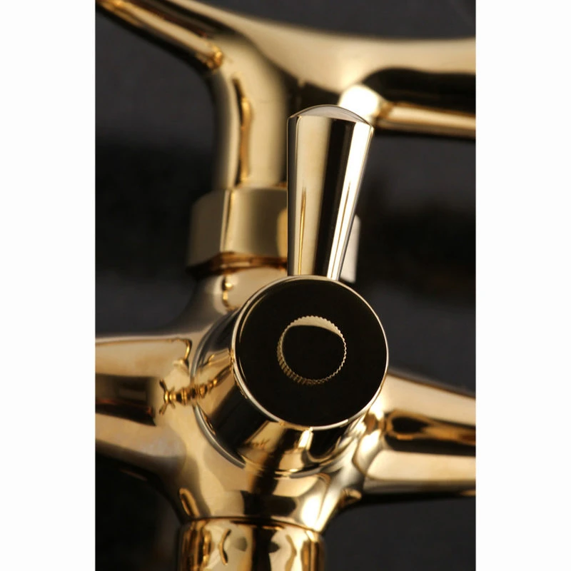 Kingston Brass Kingston Adjustable Center Tub Wall Mount Clawfoot Tub Faucet, Polished Brass 5 Kingston Brass Kingston Adjustable Center Tub Wall Mount Clawfoot Tub Faucet, Polished Brass - Image 5