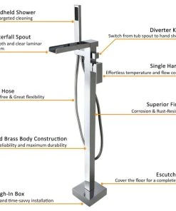 HOMARY Modern Waterfall Freestanding Bathroom Bathtub Faucet Floor Mount Tub Filler, Br -Moen-shop 2ea18728037dc75e 0713 w800 h800 b1 p0