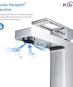 Kibi USA Cubic Single Hole Bathroom Faucet KBF1002, Chrome, W/ Drain -Moen-shop 3091215e0f1b51da 7448 w800 h800 b1 p0