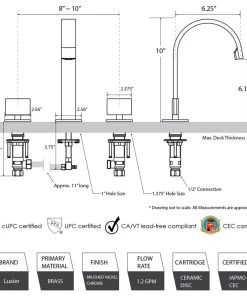 Luxier WSP05-T 2-Handle Widespread Bathroom Faucet With Drain, Brushed Nickel 19 Luxier WSP05-T 2-Handle Widespread Bathroom Faucet With Drain, Brushed Nickel -Moen-shop 3111302c01661517 4883 w800 h800 b1 p0