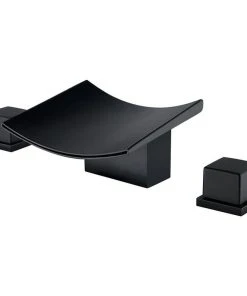 HOMARY Grop Matte Black Waterfall Widespread Bathroom Sink Faucet Double Handle