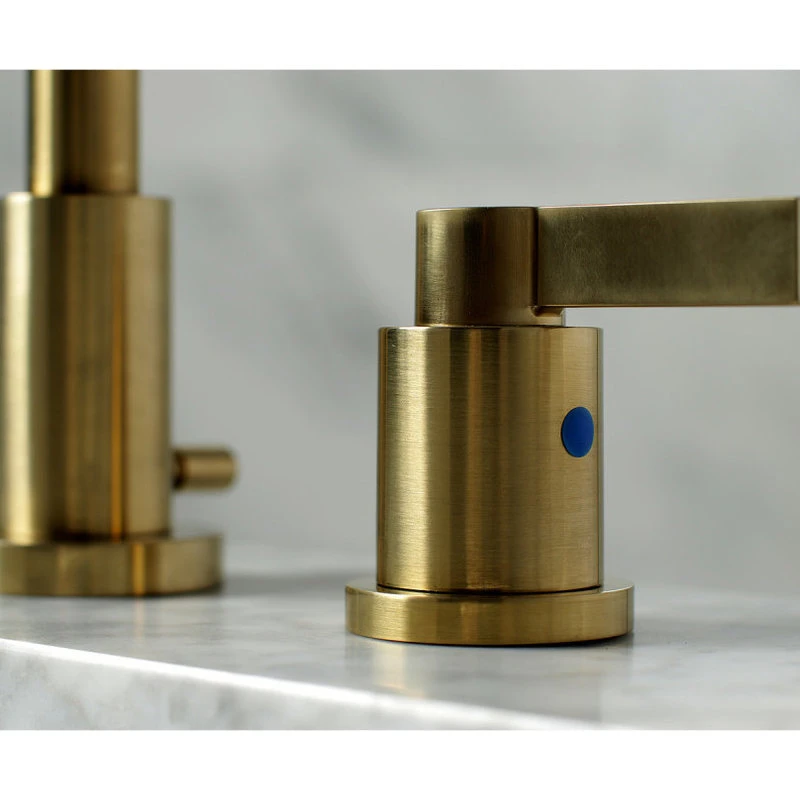 Kingston Brass Widespread Bathroom Faucet, Brass Pop-Up, Brushed Brass 2 Kingston Brass Widespread Bathroom Faucet, Brass Pop-Up, Brushed Brass - Image 2