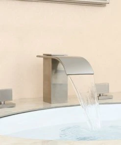 HOMARY Waterfall Double Knob Handle Widespread Sink Faucet Solid Brass For Bathroom, Br -Moen-shop 345173ef0ef07c9d 8451 w800 h800 b0 p0