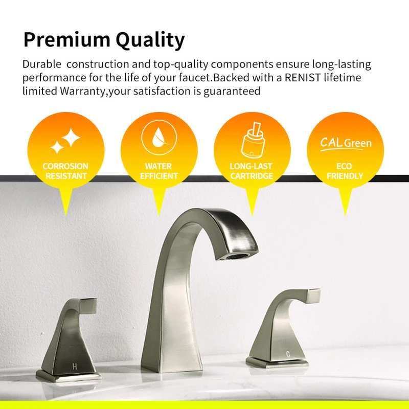 Maxwell Bathroom & Kitchen Inc 8" Brass Widespread Bathroom Sink Faucet, Brushed Nickel 3 Maxwell Bathroom & Kitchen Inc 8" Brass Widespread Bathroom Sink Faucet, Brushed Nickel - Image 3