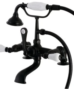 Kingston Brass AE205T0 7" Tub Faucet With Hand Shower, Matte Black