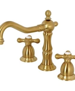 Kingston Brass Widespread Bathroom Faucet With Brass Pop-Up, Brushed Brass