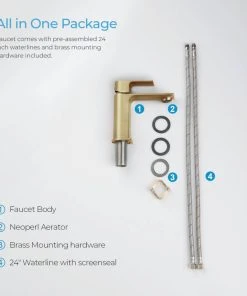 Kibi USA KIBI Mirage Single Handle Bathroom Faucet, Brush Gold, With Drain -Moen-shop 3d71290b0f1b4e61 7748 w800 h800 b0 p0