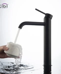 Kibi USA Circular Brass Single Handle Bathroom Faucet KBF1009, Matte Black, With Drain -Moen-shop 3f5135d70f1b56de 7270 w800 h800 b0 p0