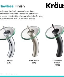 Kraus USA, Inc. Glass Waterfall Vessel Bathroom Faucet Oil Rub Bronze W Drain, Frost Black Glass -Moen-shop 3f61bf7500e5e982 3125 w800 h800 b0 p0