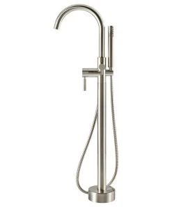 OVE Decors Athena Freestanding Tub Faucet With Handheld, Satin Nickel