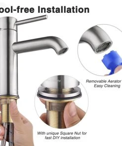 Aquaterior 1 Hole Bathroom Sink Round Faucet 1 Lever Cold & Hot Water Nickel -Moen-shop 40c16f080d696549 6284 w800 h800 b1 p0