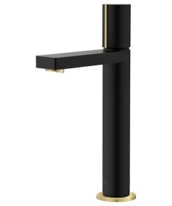 STYLISH Single Handle Bathroom Vessel Sink Faucet, Matte Black And Brushed Gold
