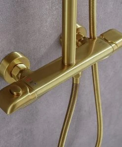 HOMARY Exposed Shower System Thermostatic Rainfall Shower Head Brushed Gold Shower Set -Moen-shop 417178410f9180c9 4581 w800 h800 b0 p0